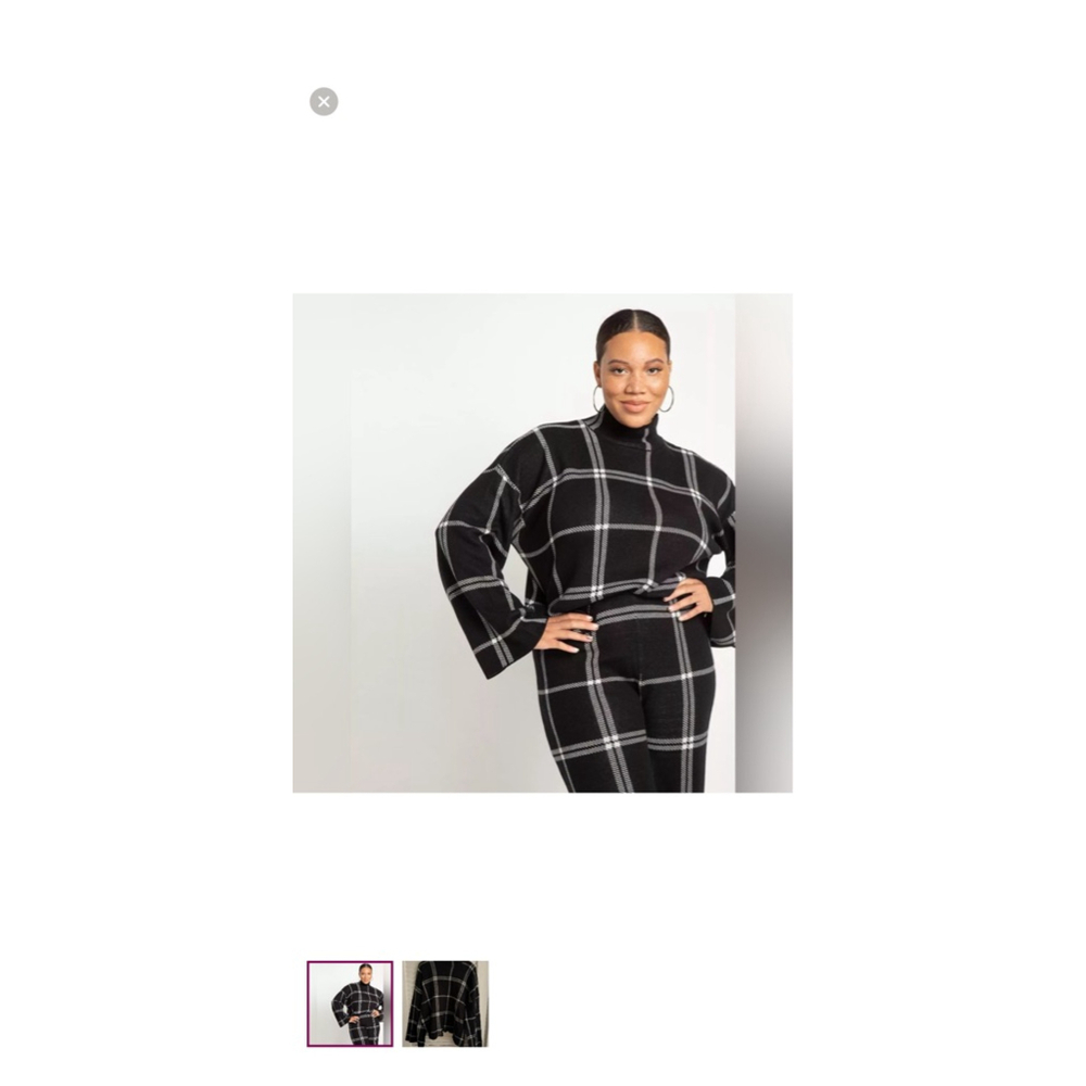 Women's ELOQUII Plus Size 26/28 Plaid Leggings in Black and White